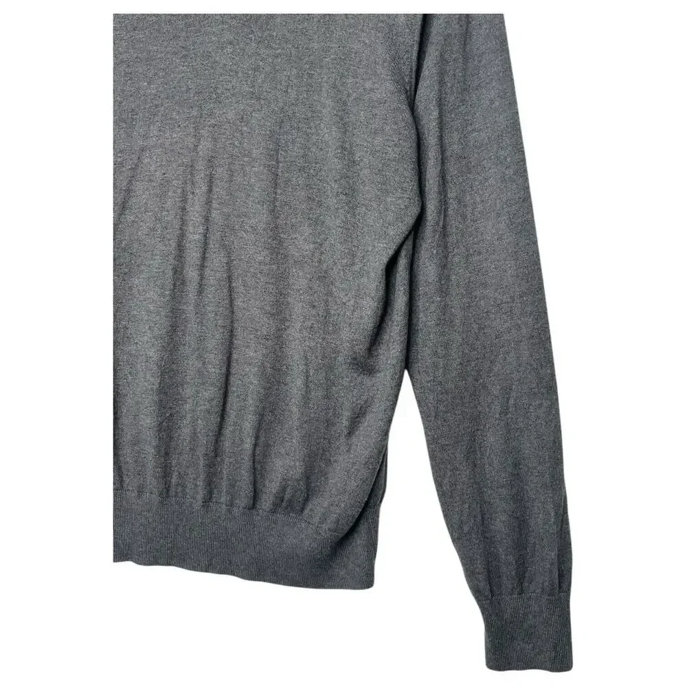 Banana Republic Sweater Mens L Silk Cashmere Luxury Blend V Neck Preppy Gray